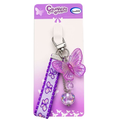 Chaveiro de metal com acrílico borboleta hw59118