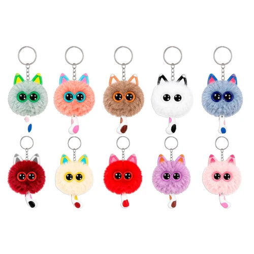 Chaveiro de metal gatinho pompom hw69828