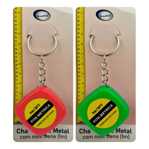Chaveiro metal mini trena 1m HW81029 Interponte Chaveiro metal mini trena 1m HW81029 Interponte