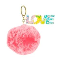 Chaveiro pompom médio placa com dizeres sortidos