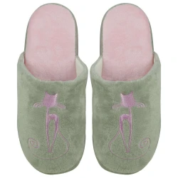 Chinelo de pano feminino bordado gatinho N°36 ao nº41
