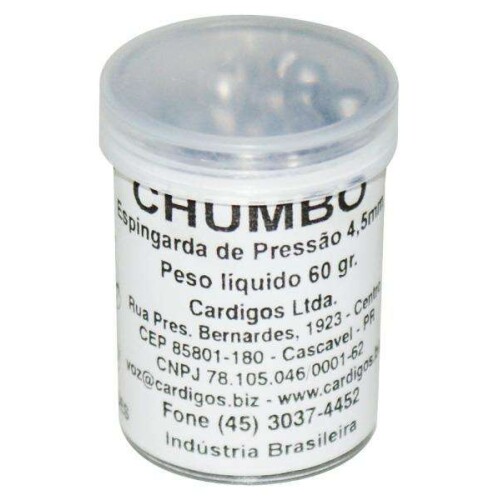 Chumbinho de pressão 4,5mm com 190 unidades Cardigos