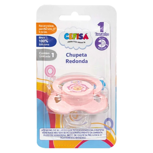 Chupeta de silicone redonda azul/rosa -6 meses Cefisa