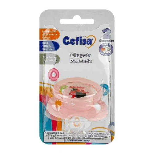 Chupeta de silicone redonda azul/rosa + 6 meses Cefisa