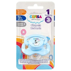Chupeta de silicone redonda azul/rosa -6 meses Cefisa