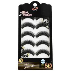 Cílios postiços de plástico 5D com 05 pares Amigold