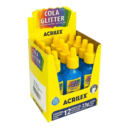 Cola glitter lavável 23 gramas azul Acrilex