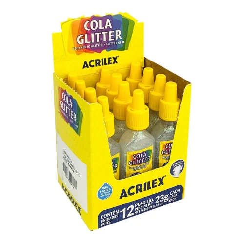 Cola glitter lavável 23 gramas cristal Acrilex