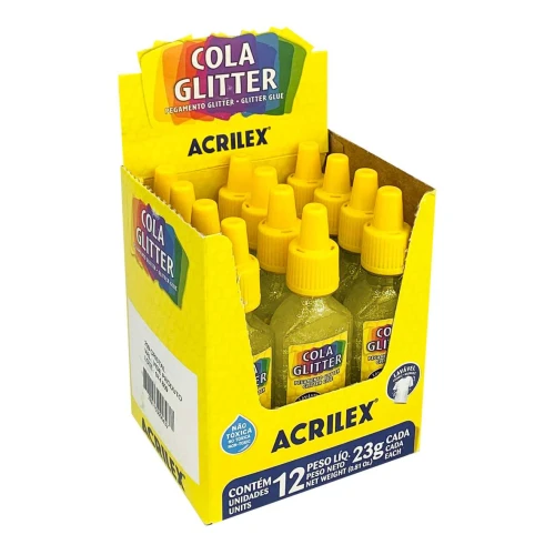 Cola glitter lavável 23 gramas ouro Acrilex