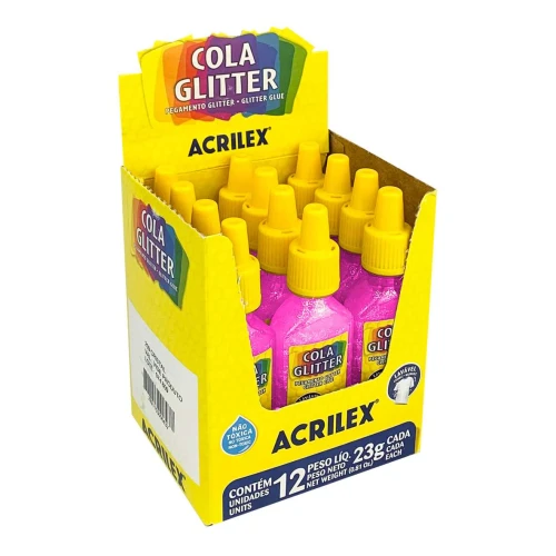 Cola glitter lavável 23 gramas pink Acrilex