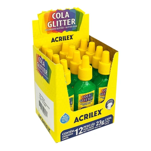 Cola glitter lavável 23 gramas verde Acrilex