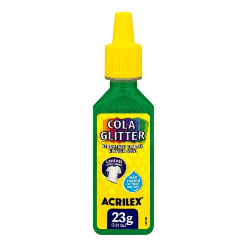 Cola glitter lavável 23 gramas verde Acrilex