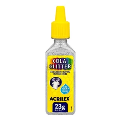 Cola glitter lavável 23g prata Acrilex