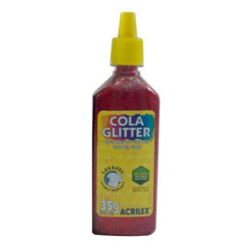 Cola glitter lavável 35g vermelha acrilex