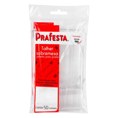 Colher plástica pequena com 50 unidades branca Prafesta