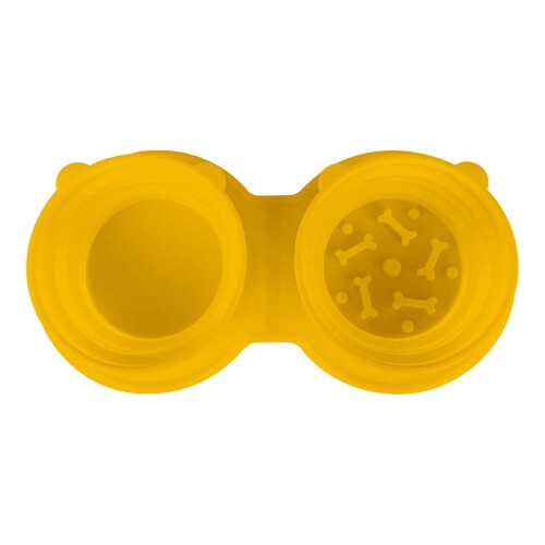 Comedouro duplo de silicone retrátil