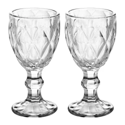 Conjunto de taça de vidro 340ml Diamond transparente com 02 unidades Wellmix