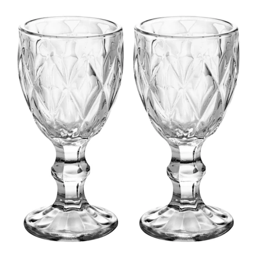 Conjunto de taça de vidro 340ml Diamond transparente com 02 unidades Wellmix