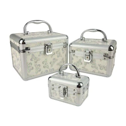 Conjunto necesser maleta de metal decorada com 03 unidades