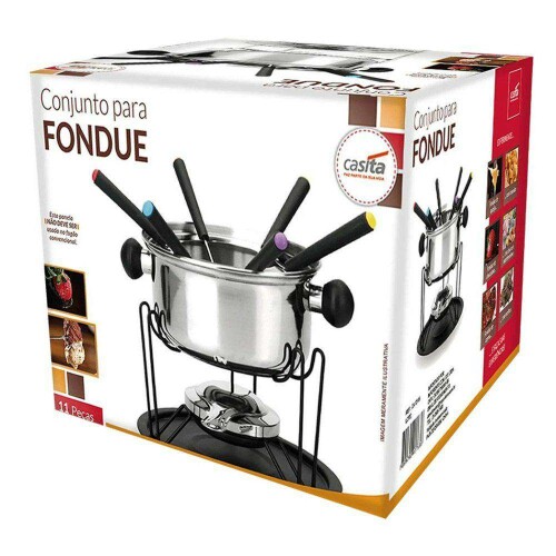 Conjunto para fondue inox com 11 unidades Imporiente