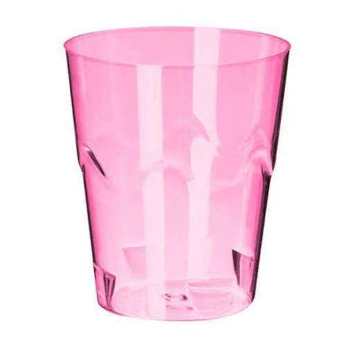 Copo acrílico 50ml brigadeiro com 10 unidades rosa neon Strawplast