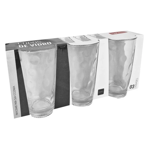 Copo de vidro transparente Globe 310ml com 03 unidades Wellmix