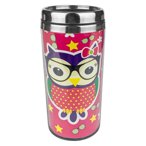 Copo inox 450ml com tampa decorado sortidos