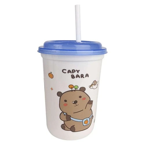 Copo pástico com canudo 400ml capivara Copo pástico com canudo 400ml capivara