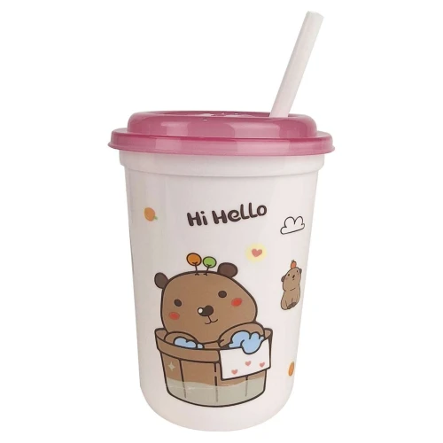 Copo pástico com canudo 400ml capivara Copo pástico com canudo 400ml capivara