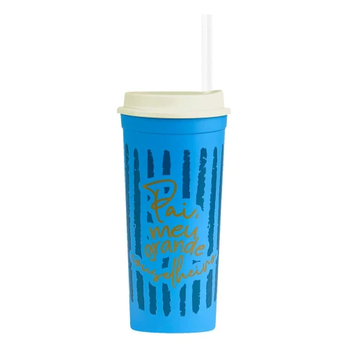 Copo plástico com canudo slim 500ml pai