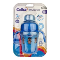 Copo plástico infantil anti-vazamento 240ml azul/rosa Cefisa