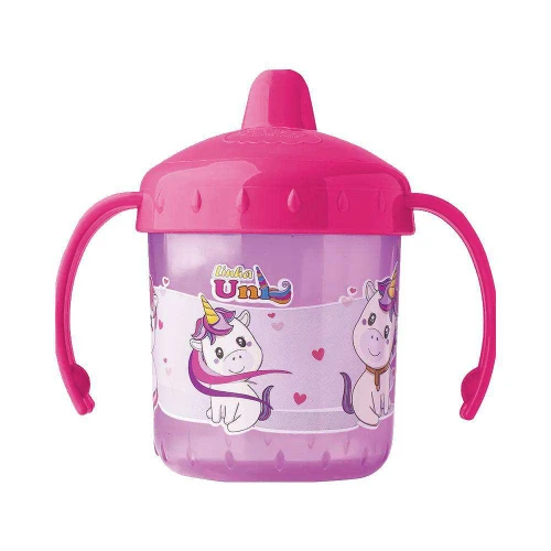 Copo plástico infantil com alça 200ml unicórnio