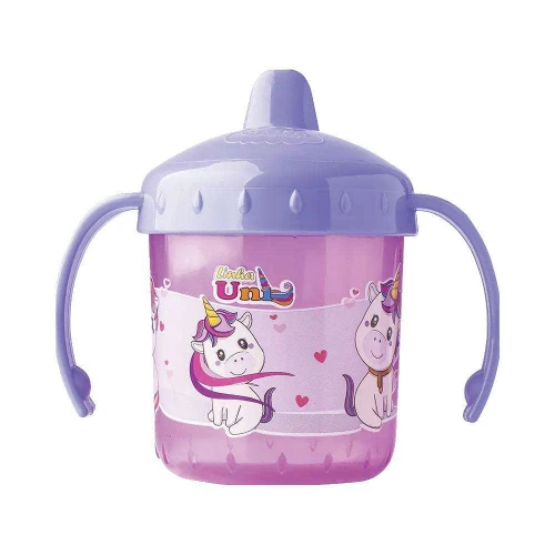 Copo plástico infantil com alça 200ml unicórnio