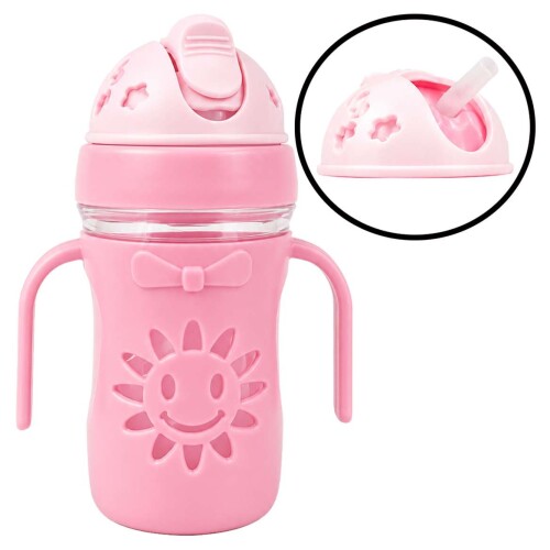 Copo plástico infantil com canudo e alça 300ml sortido Copo plástico infantil com canudo e alça 300ml sortido