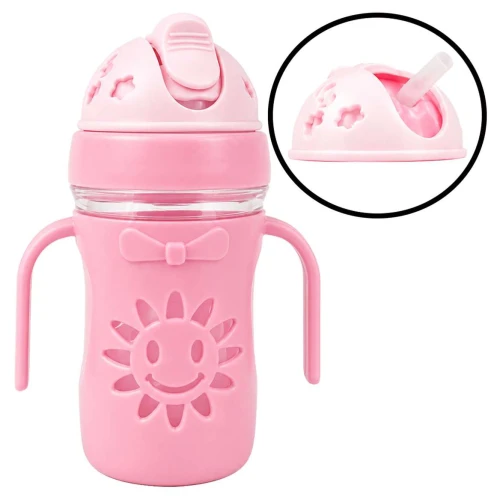 Copo plástico infantil com canudo e alça 300ml sortido Copo plástico infantil com canudo e alça 300ml sortido