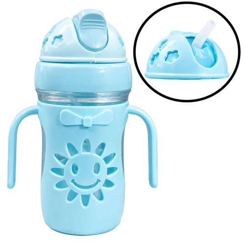 Copo plástico infantil com canudo e alça 300ml sortido Copo plástico infantil com canudo e alça 300ml sortido