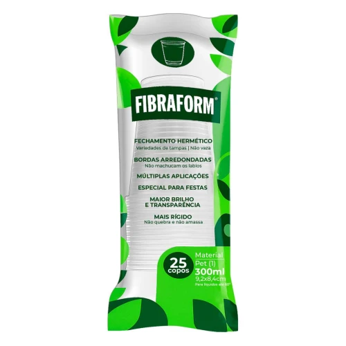 Copo plástico supremo 300ml transparente com 25 unidades F923 Fibraform
