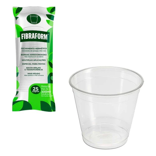 Copo plástico supremo 300ml transparente com 25 unidades F923 Fibraform