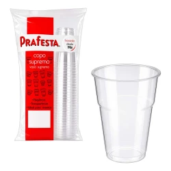 Copo plástico supremo 500ml transparente com 30 unidades Prafesta