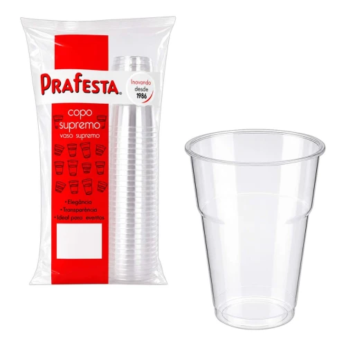 Copo plástico supremo 500ml transparente com 30 unidades Prafesta Copo plástico supremo 500ml transparente com 30 unidades Prafesta