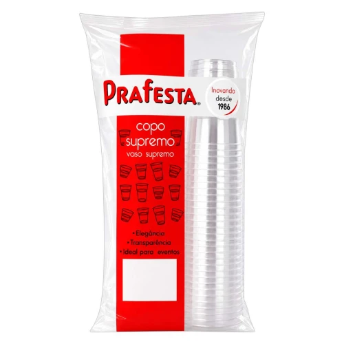 Copo plástico supremo 500ml transparente com 30 unidades Prafesta Copo plástico supremo 500ml transparente com 30 unidades Prafesta