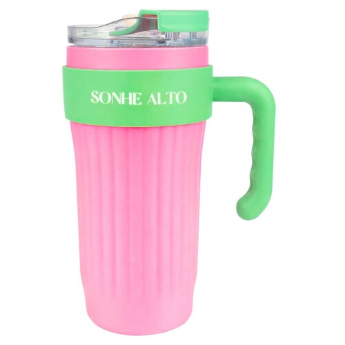 Copo térmico com canudo inox color 860ml