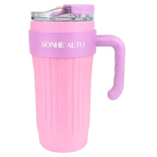 Copo térmico com canudo inox color 860ml