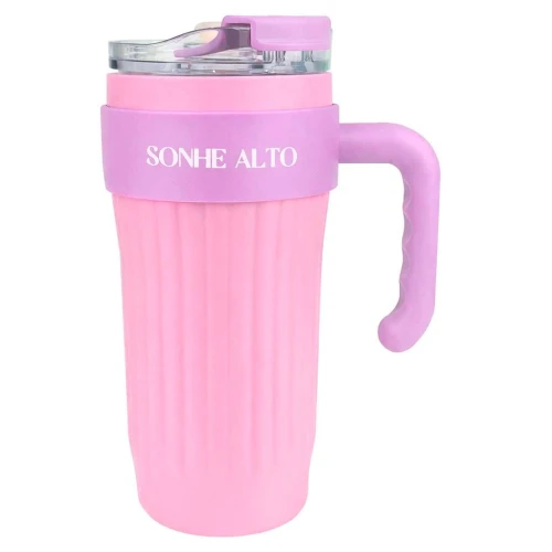 Copo térmico com canudo inox color 860ml