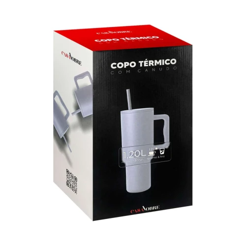 Copo térmico inox 1,2 litros com canudo sortido Casa Nobre