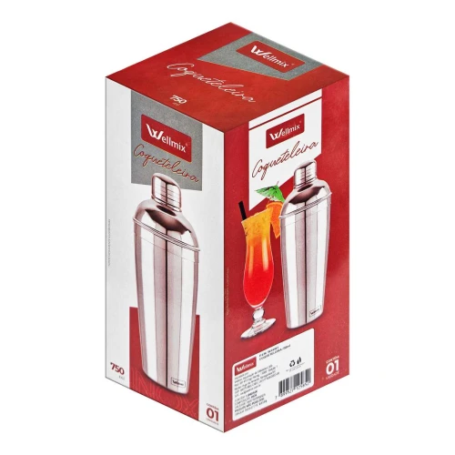 Coqueteleira de inox 750ml inox Wellmix