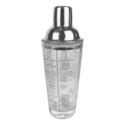 Coqueteleira de vidro e inox 400ml com medida Novo Século