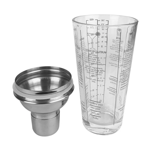 Coqueteleira de vidro e inox 400ml com medida Novo Século