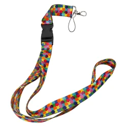 Cordão para cracha com presilha tecido 40cm autismo