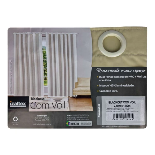 Cortina blackout com voil 280x180cm